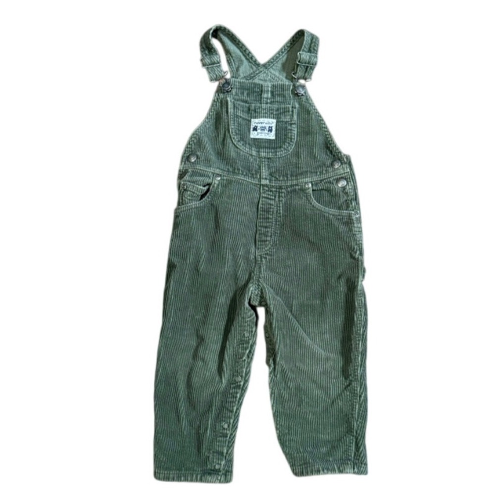 Vintage Lands End Roveralls Sage Green Corduroy Overalls Toddler 3T Workwear